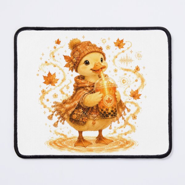 Item preview, Autumn Cyber Duck Drinking Boba Tea Steampunk Cozy Fall designed and sold by AQUILAKREO.