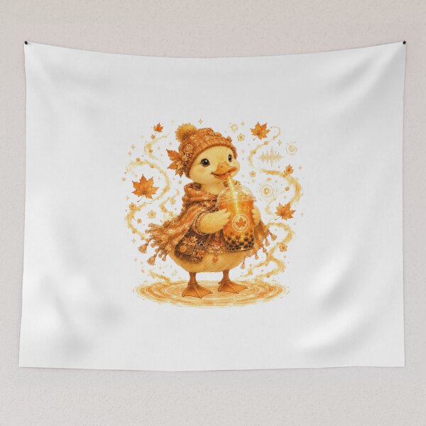 Item preview, Autumn Cyber Duck Drinking Boba Tea Steampunk Cozy Fall designed and sold by AQUILAKREO.