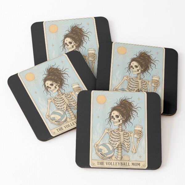 Item preview, The Volleyball Mom Skeleton Tarot Card Aesthetic with Iced Coffee Cup designed and sold by Taniyah Gomes.
