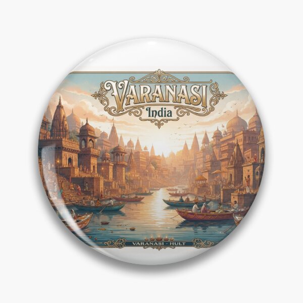 Item preview, Varanasi India Vintage Travel Poster | Ganges River & Ghats Wall Art designed and sold by Mathias Yakubu Design.