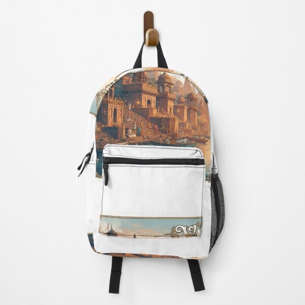 Item preview, Varanasi India Vintage Travel Poster | Ganges River & Ghats Wall Art designed and sold by Mathias Yakubu Design.