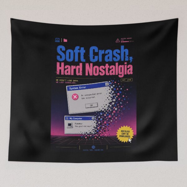 Item preview, Soft Crash, Hard Nostalgia – Retro Computer Error Poster  designed and sold by Sketchlegacy.