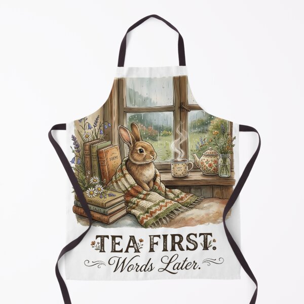 Item preview, Tea First Words Later Cute Bunny Reading Book Lover Introvert Shirt Cozy Cottagecore Rabbit Coffee Lover Gift designed and sold by softmind studio.