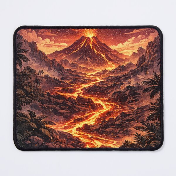 Item preview, Volcanic Eruption: Active Volcano Magma Lava Flow Dramatic Landscape Art designed and sold by irfanshikh.