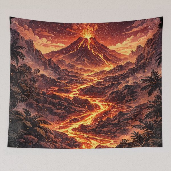 Item preview, Volcanic Eruption: Active Volcano Magma Lava Flow Dramatic Landscape Art designed and sold by irfanshikh.