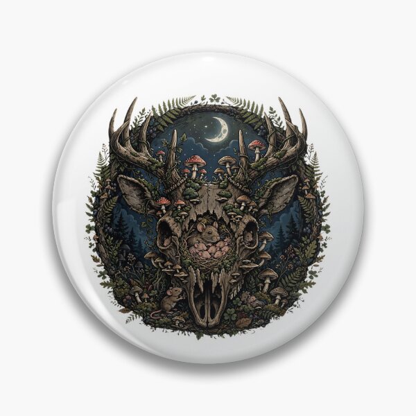 Item preview, Moonlit Nursery | Mice in Deer Skull | Dark Cottagecore Goblincore Art designed and sold by Neurospicy Trolls.