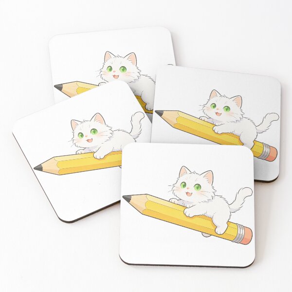 Item preview, Cute White Cat Flying on a Giant Pencil | Back to School Sticker designed and sold by OksArtStudio.