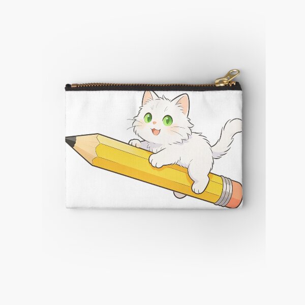 Item preview, Cute White Cat Flying on a Giant Pencil | Back to School Sticker designed and sold by OksArtStudio.
