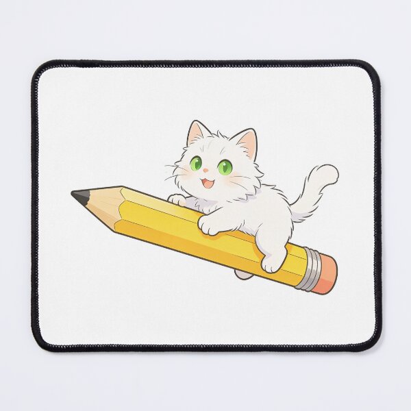 Item preview, Cute White Cat Flying on a Giant Pencil | Back to School Sticker designed and sold by OksArtStudio.