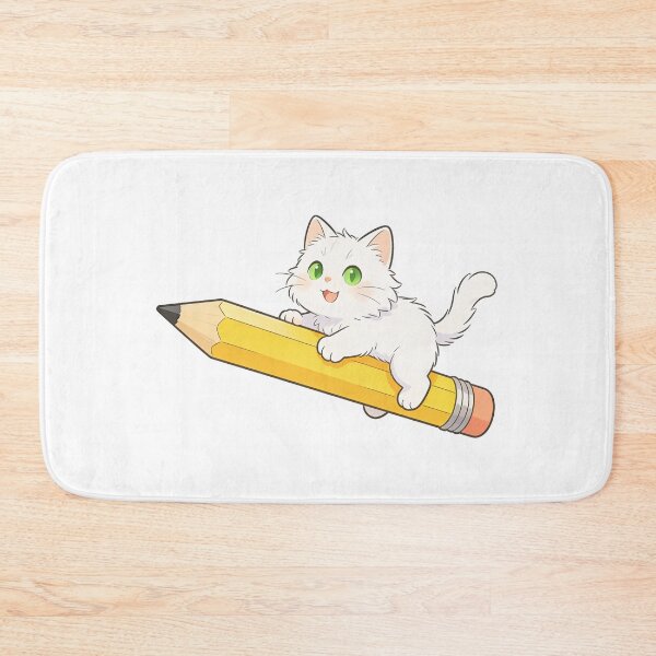 Item preview, Cute White Cat Flying on a Giant Pencil | Back to School Sticker designed and sold by OksArtStudio.