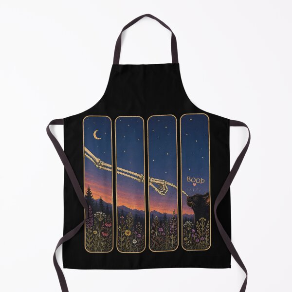 Item preview, Aesthetic Skeleton Hand Boop Cute Black Cat Sunset Meadow Wildflowers designed and sold by LizzyKeiko.