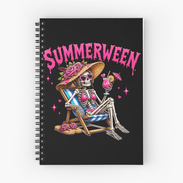 Item preview, Cute Pink Summerween Skeleton Relaxing On Beach Chair Halloween Holiday designed and sold by LizzyKeiko.