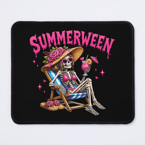 Item preview, Cute Pink Summerween Skeleton Relaxing On Beach Chair Halloween Holiday designed and sold by LizzyKeiko.