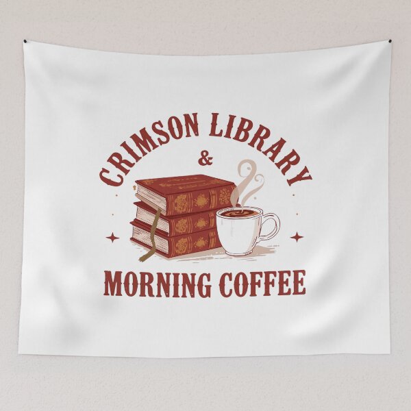 Item preview, Vintage Crimson Library Morning Coffee Aesthetic designed and sold by Coffread.