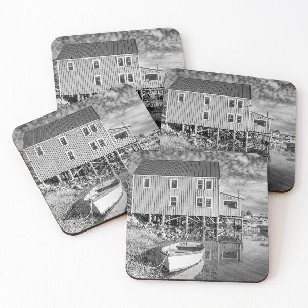Item preview, Quaint Red Waterfront Building B+W designed and sold by Gerard Fornarotto.