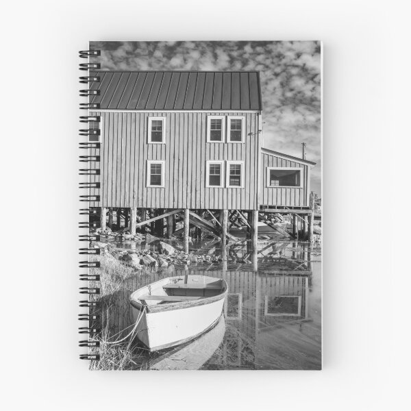 Item preview, Quaint Red Waterfront Building B+W designed and sold by Gerard Fornarotto.