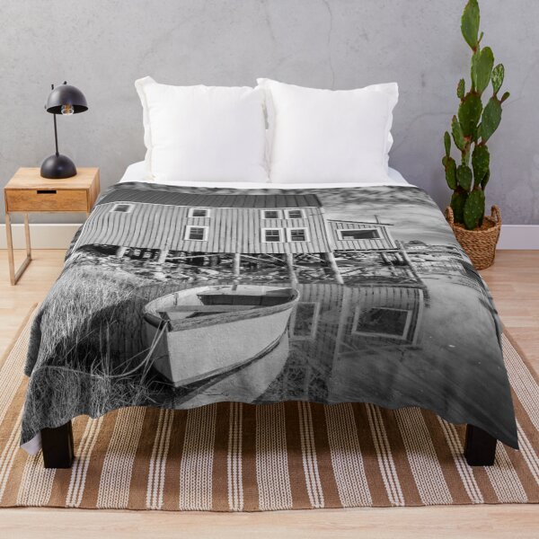 Item preview, Quaint Red Waterfront Building B+W designed and sold by Gerard Fornarotto.