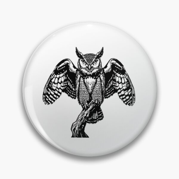Item preview, Detailed Black and White Flying Owl Engraving Art designed and sold by ByKayaPrints.