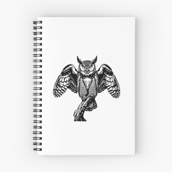 Item preview, Detailed Black and White Flying Owl Engraving Art designed and sold by ByKayaPrints.