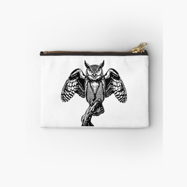 Item preview, Detailed Black and White Flying Owl Engraving Art designed and sold by ByKayaPrints.