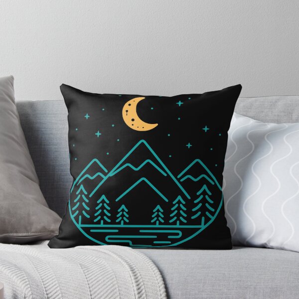 Item preview, Minimalist Mountain Night Sky Forest Line Art designed and sold by Imaginationbeyond.