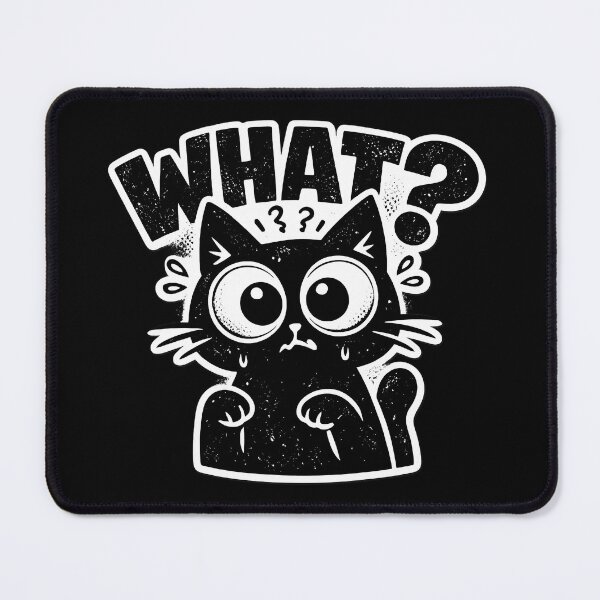 Item preview, Funny Cat What Meme - Confused Black Cat designed and sold by pranshuvibes.