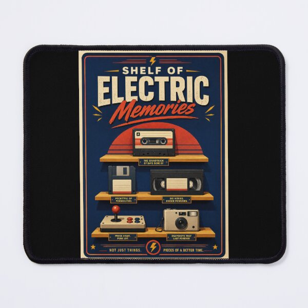 Item preview, Shelf of Electric Memories – Retro Technology Poster  designed and sold by Sketchlegacy.