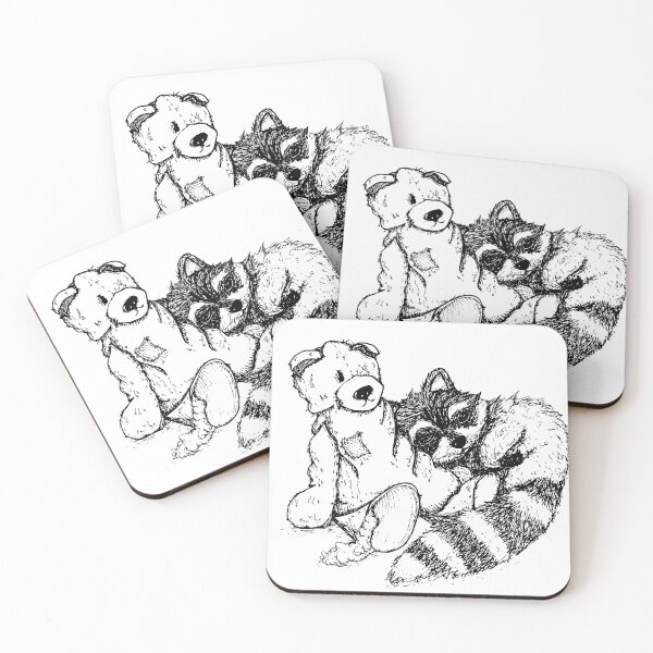 Item preview, Cuddly raccoon and her teddy bear designed and sold by hannahsinkpen.