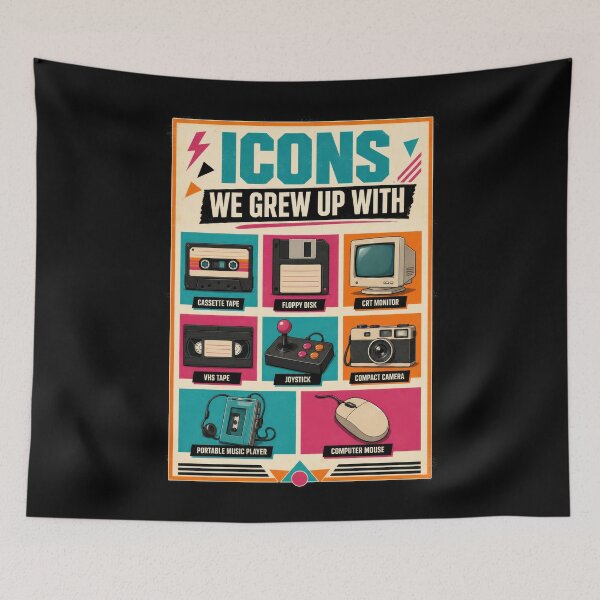 Item preview, Icons We Grew Up With – Retro Technology Poster  designed and sold by Sketchlegacy.