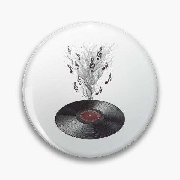 Item preview, Vintage Vinyl Record with Smoking Music Notes Art designed and sold by ByKayaPrints.