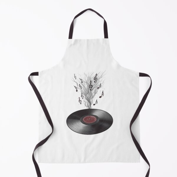Item preview, Vintage Vinyl Record with Smoking Music Notes Art designed and sold by ByKayaPrints.