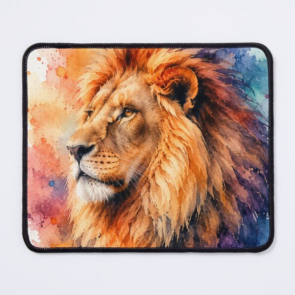 Item preview, Majestic Lion Watercolor Illustration Vibrant Wildlife Animal Artistic Portrait designed and sold by niteshRart.