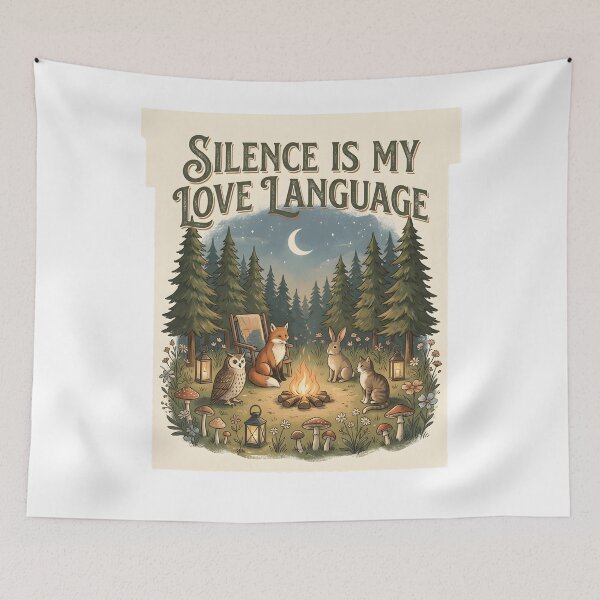 Item preview, Silence Is My Love Language Funny Introvert Shirt Quiet Person Forest Campfire Nature Lover Gift designed and sold by softmind studio.