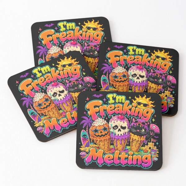 Item preview, Im Freaking Melting Summerween Melting Pumpkin Skull Cat Ice Cream designed and sold by MassonCalepon.