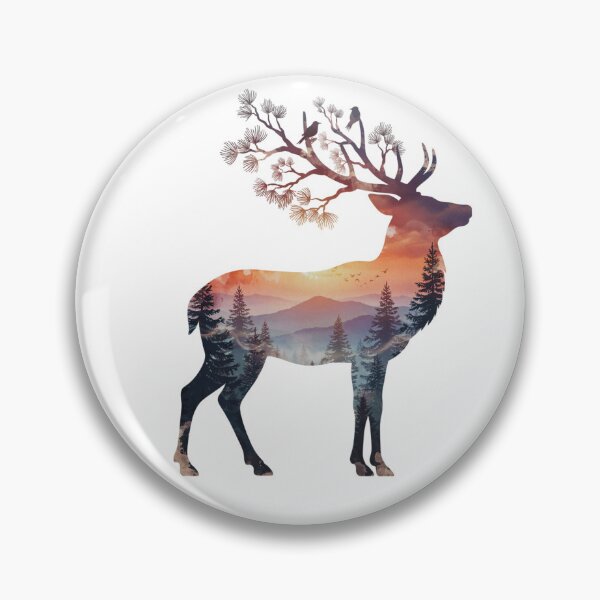 Item preview, Double Exposure Deer Sunset Forest Watercolor designed and sold by Gabe1983.