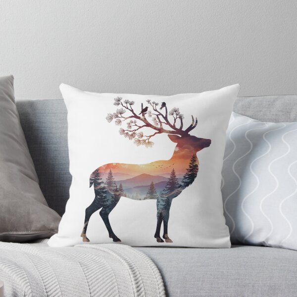 Item preview, Double Exposure Deer Sunset Forest Watercolor designed and sold by Gabe1983.