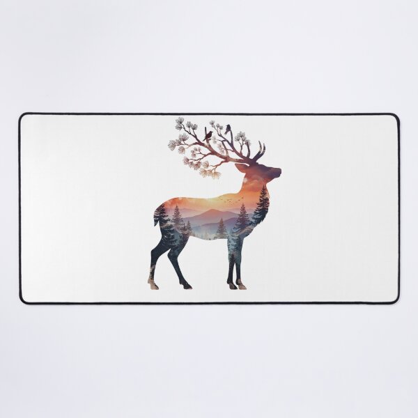 Item preview, Double Exposure Deer Sunset Forest Watercolor designed and sold by Gabe1983.