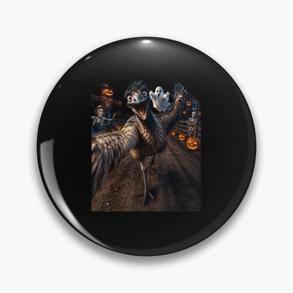 Item preview, Funny Emu Ostrich Taking Selfie With Ghost And Pumpkin Halloween designed and sold by MassonCalepon.