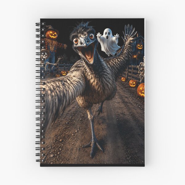 Item preview, Funny Emu Ostrich Taking Selfie With Ghost And Pumpkin Halloween designed and sold by MassonCalepon.