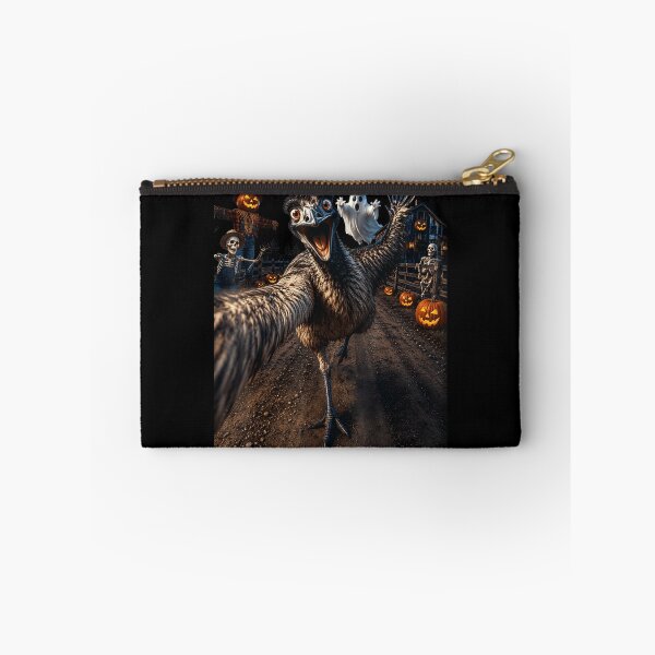 Item preview, Funny Emu Ostrich Taking Selfie With Ghost And Pumpkin Halloween designed and sold by MassonCalepon.