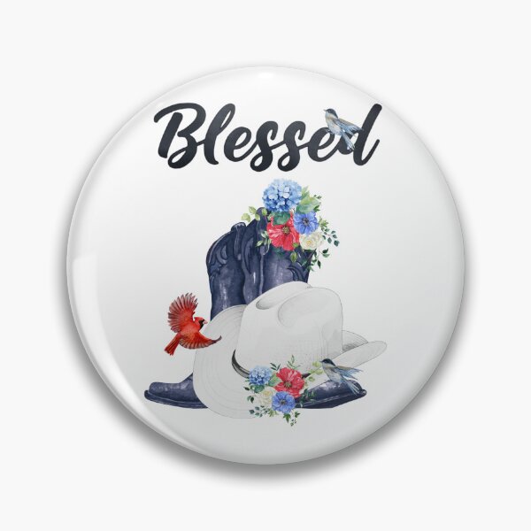 Item preview, Blessed with Cowboy Boots/Hat & Red, White & Blue Flowers & Birds designed and sold by JeweledDesigns.
