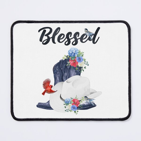 Item preview, Blessed with Cowboy Boots/Hat & Red, White & Blue Flowers & Birds designed and sold by JeweledDesigns.