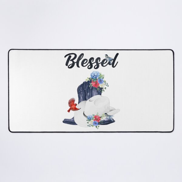 Item preview, Blessed with Cowboy Boots/Hat & Red, White & Blue Flowers & Birds designed and sold by JeweledDesigns.