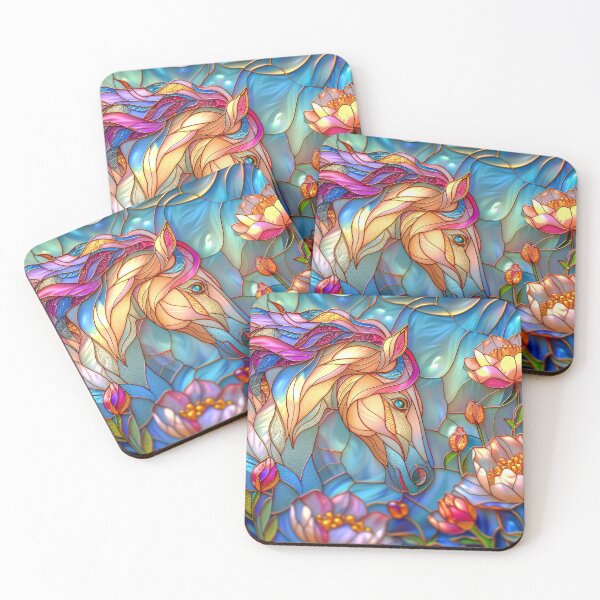 Item preview,  Horse and Flowers Stained Glass Art designed and sold by MargaretWiktor.
