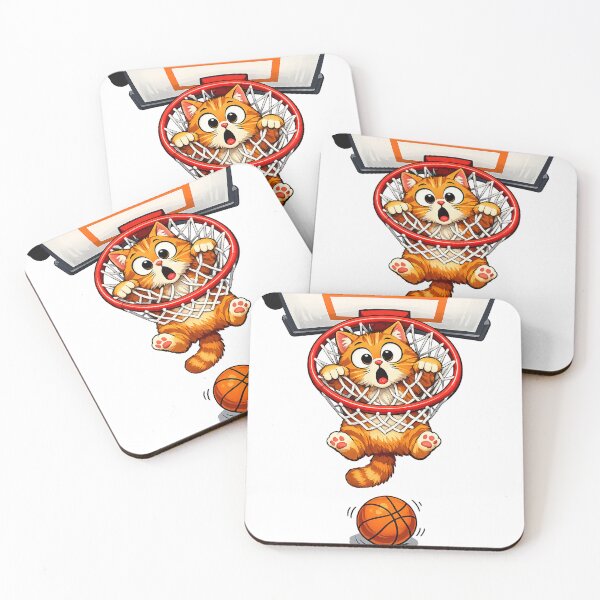 Item preview, Hang Time Cat – Funny Orange Basketball Dunk Cartoon designed and sold by SketchPalet.