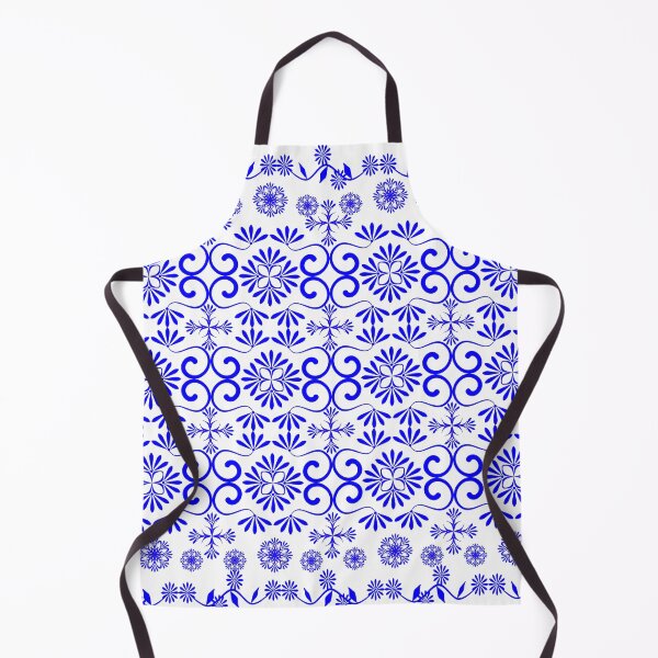 Item preview, Mediterranean Blue Floral Ornamental Seamless Pattern on White Background designed and sold by Ei-Ei.