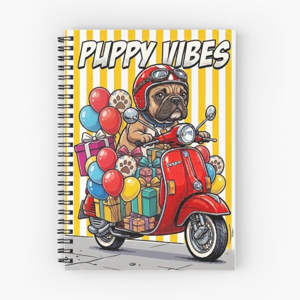 Item preview, "Vespa Vibes: A Biker Pug and Birthday Loot" designed and sold by VibranPalette.
