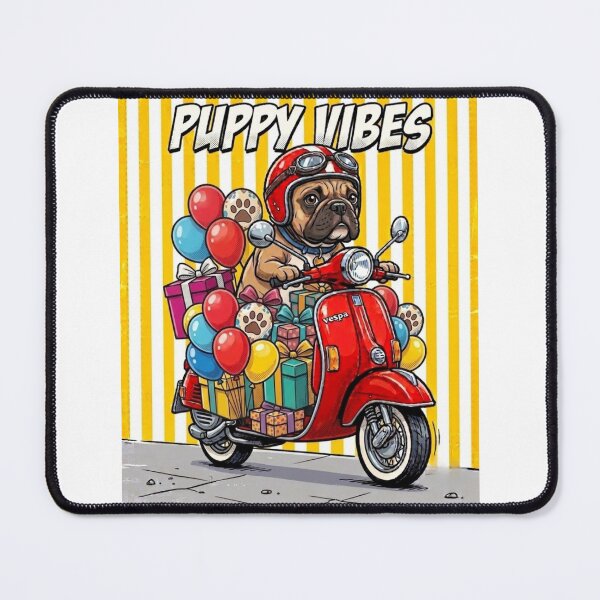 Item preview, "Vespa Vibes: A Biker Pug and Birthday Loot" designed and sold by VibranPalette.