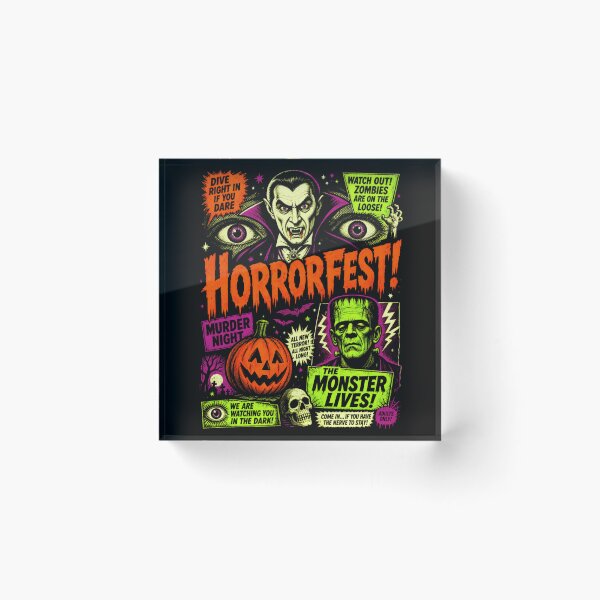 Item preview, Horrorfest Classic Monster Movie Poster Vampire Frankenstein Retro Comic Art designed and sold by NgumohaLanke.
