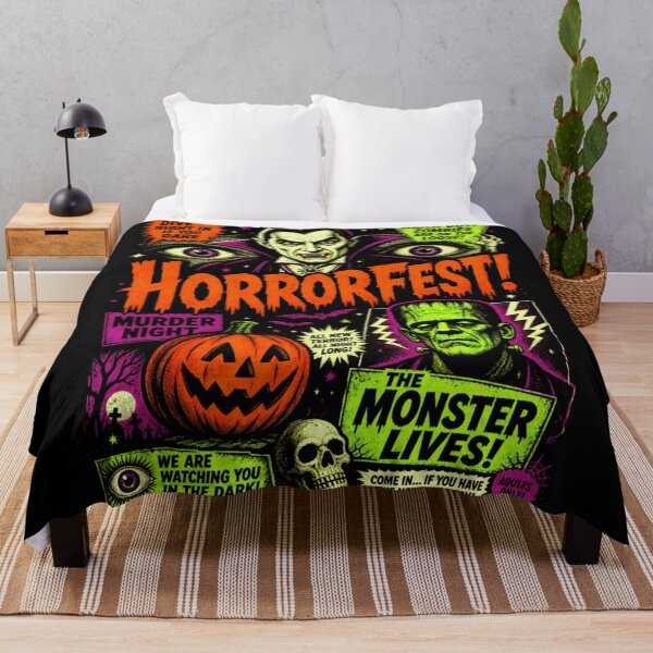Item preview, Horrorfest Classic Monster Movie Poster Vampire Frankenstein Retro Comic Art designed and sold by NgumohaLanke.